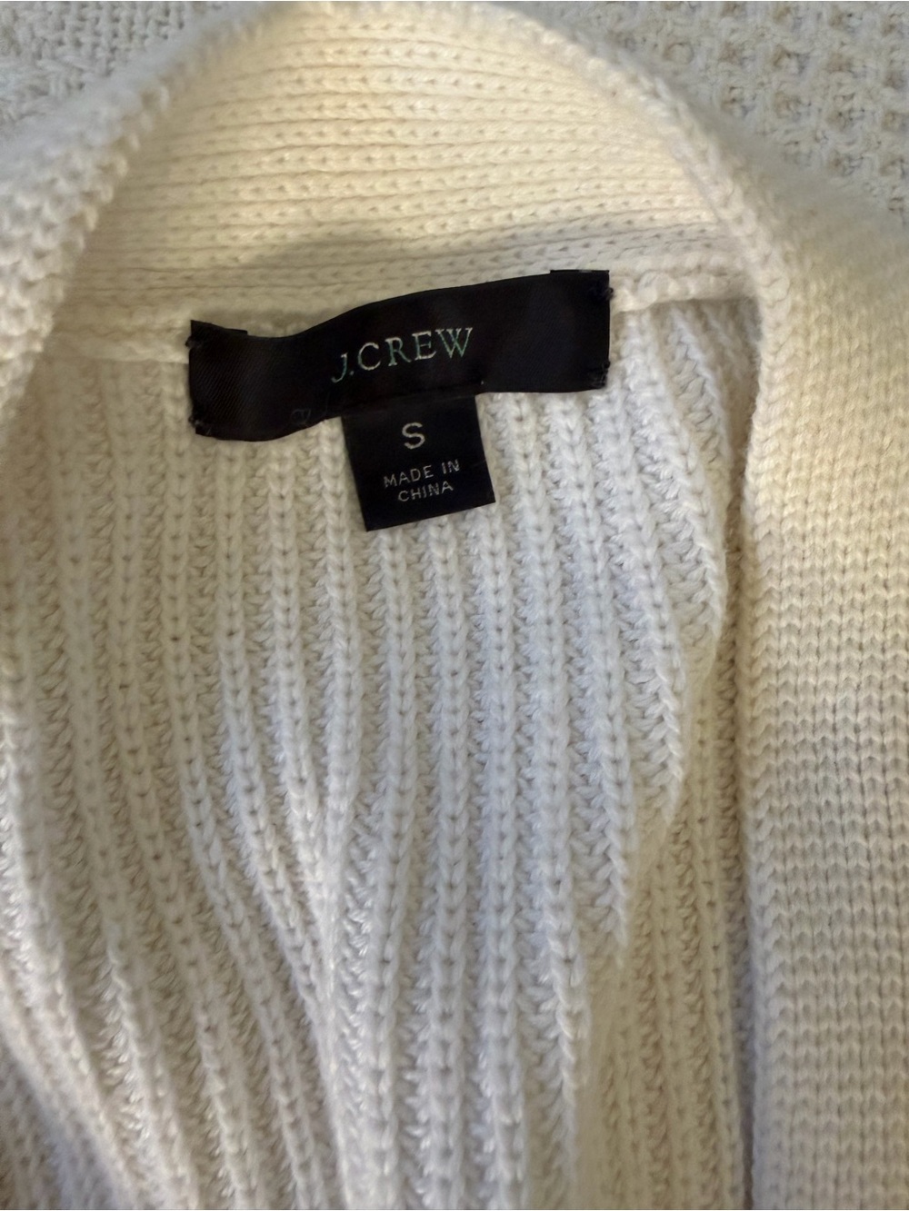 J. Crew Cream Ribbed Button-Up Cardigan - Picture 2 of 3